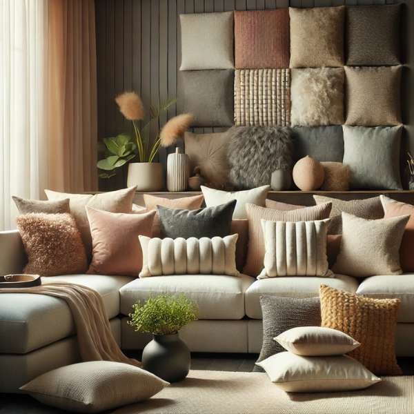 Choosing Pillow Textures for Added Comfort Arrange Throw Pillows On A Sectional Sofa