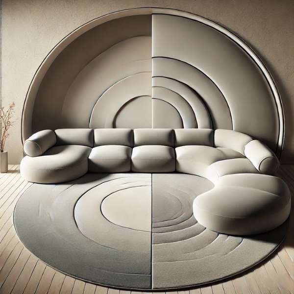 Understanding Rug Size Proportions with a Curved Sectional Sofa