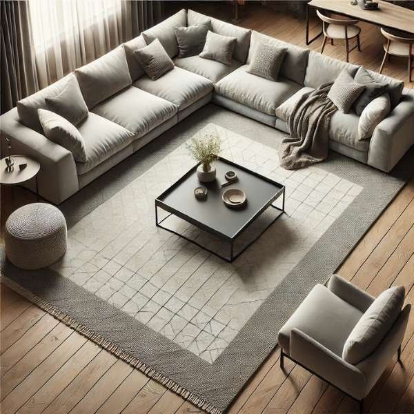 Incorporating an Area Rug with a Sectional and Coffee Table Place A Rug Under A Sectional Sofa