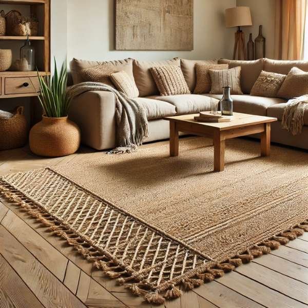 Rustic Charm: Cozy and Inviting Place A Rug Under A Sectional Sofa