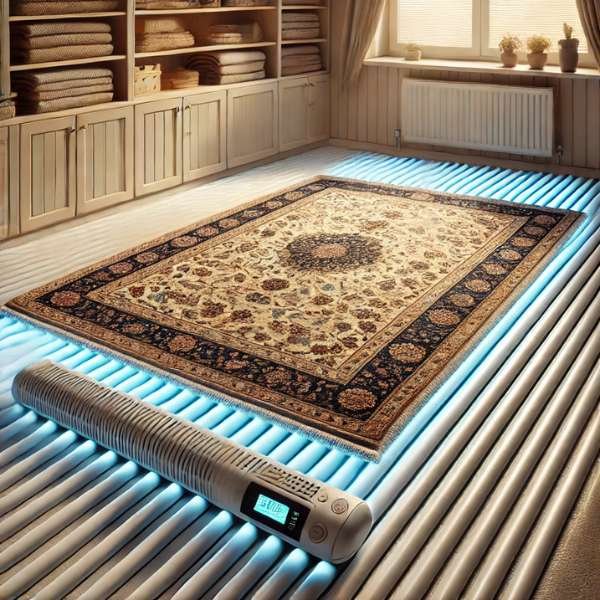 Drying a Large Area Rug with Heated Flooring