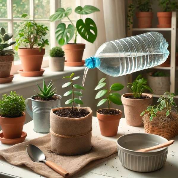 Watering Indoor Plants with Common Household Items