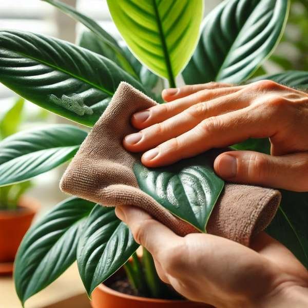 Regular Leaf Cleaning Get Rid of White Spots on Indoor Plants